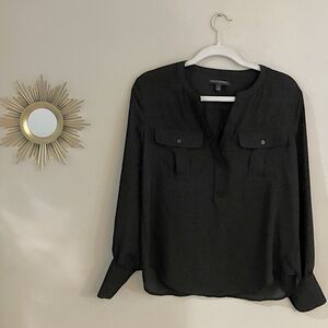 EUC Banana Republic Utility Pocket Black Blouse Size Small